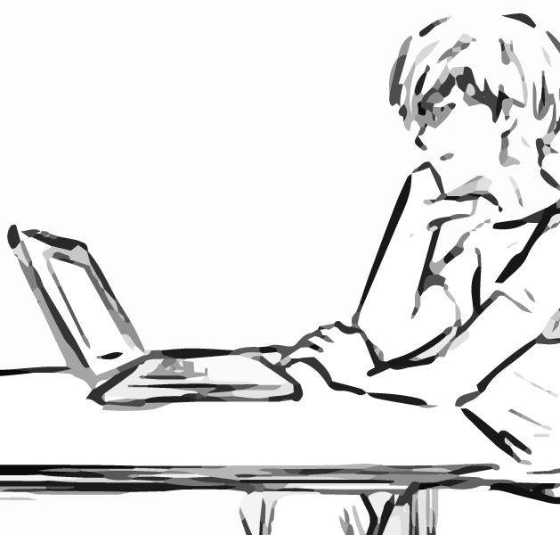パソコンで作業するイラスト
